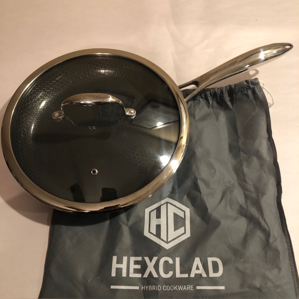HEXCLAD 10" Frying Pan Hybrid Stainless Steel Non-Stick Fry Pan with Lid